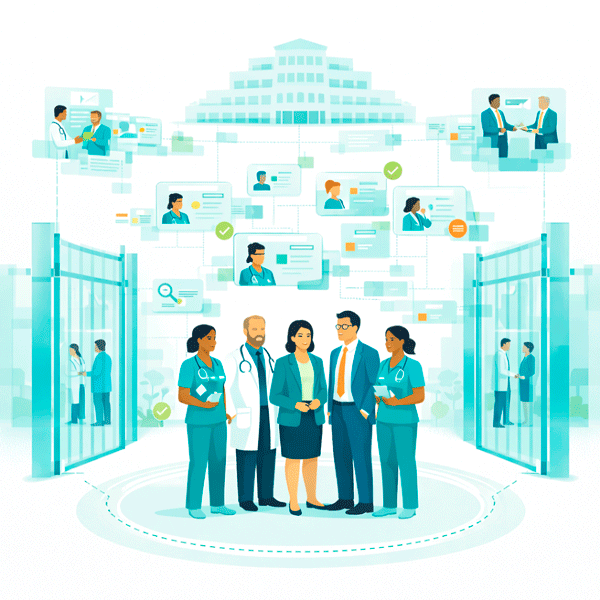 Governed hospital expertise and opportunity environment with controlled visibility