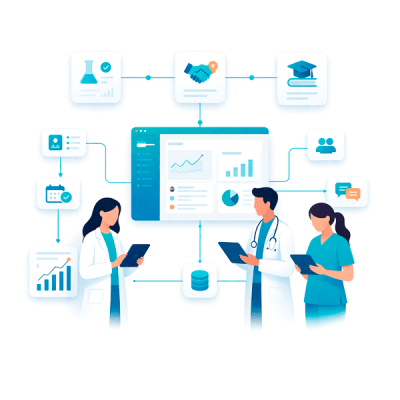 Structured healthcare professional engagement systems and digital workflows