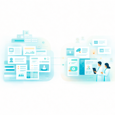 Healthcare organization solutions connecting EHR systems with modern healthcare platforms.