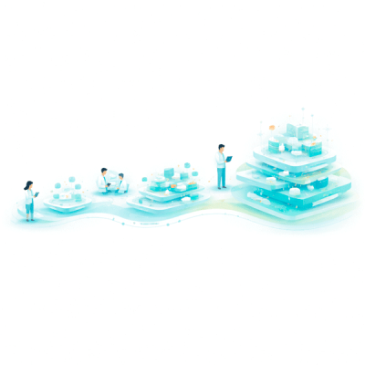 Healthcare programs increasing in value through coordinated growth and accumulation over time. Healthcare organization solutions