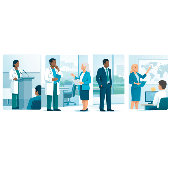 Hospital medical education, academic, and communications leadership roles aligned around outreach