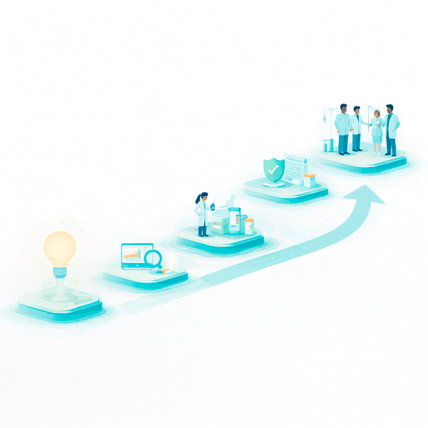 Development lifecycle enabled by an R&D Collaboration Platform for Pharma & Medtech.